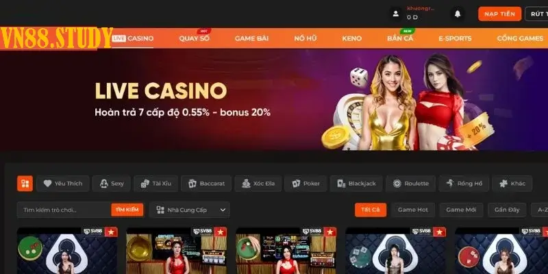 Sảnh live casino đẳng cấp